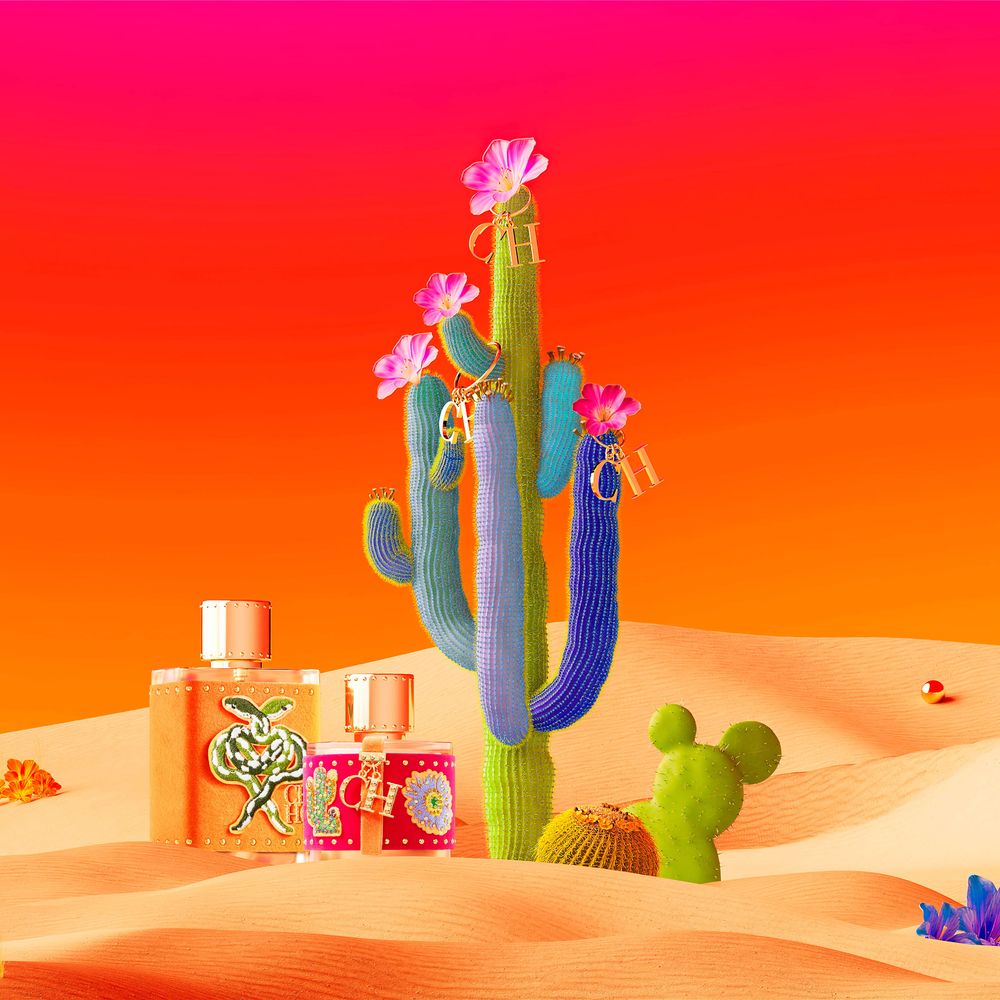 STUDIO-BAKUZA_Carolina-Herrera-HOT-HOT-HOT-Perfum-bottle-in the-desert